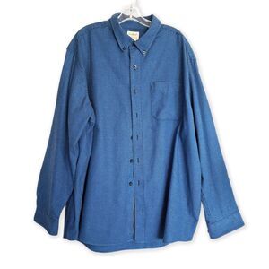 L.L. Bean Men's Blue Black Houndstooth Cotton Flannel Button Up Shirt XXL-Reg